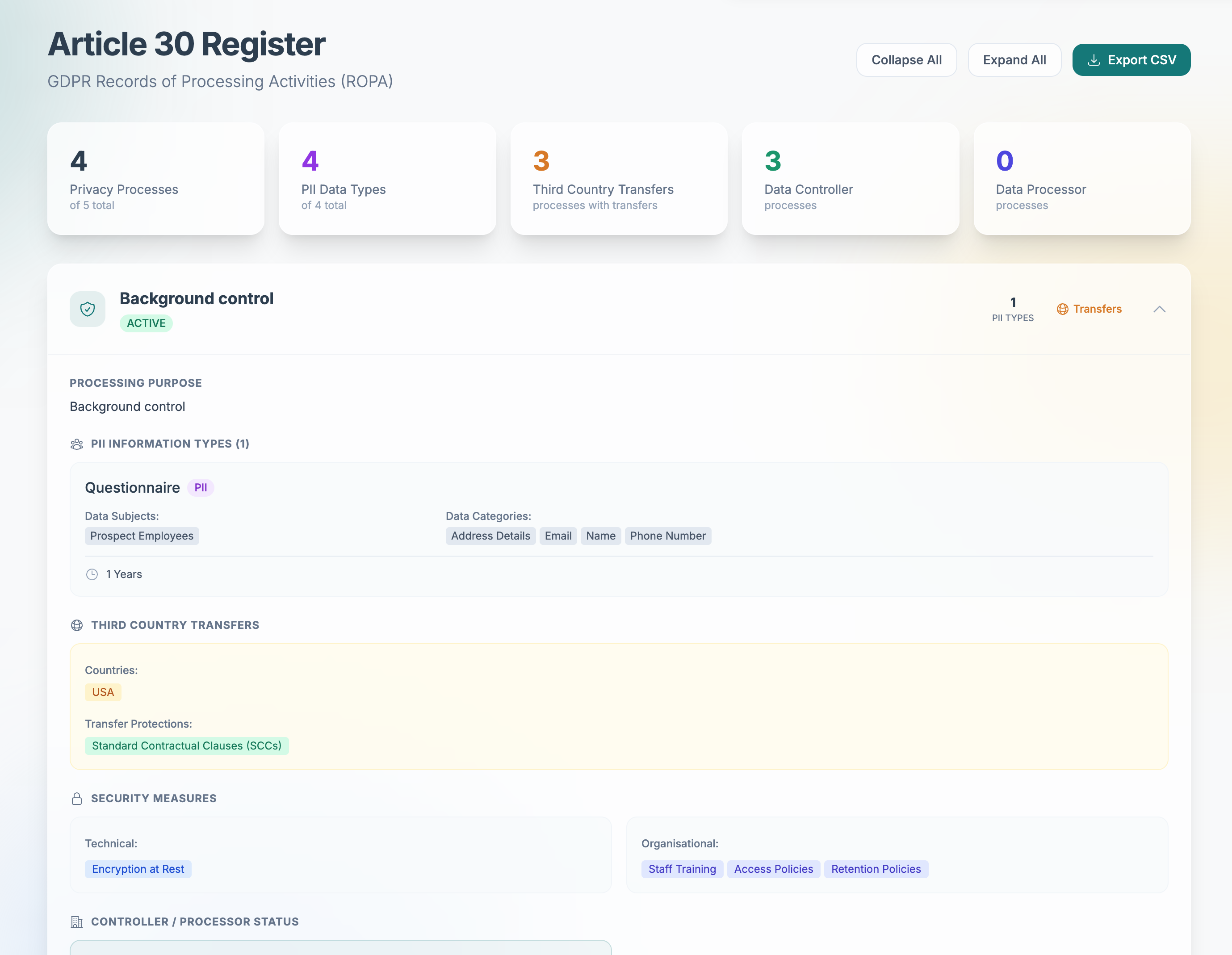 Privacy Module - ROPA